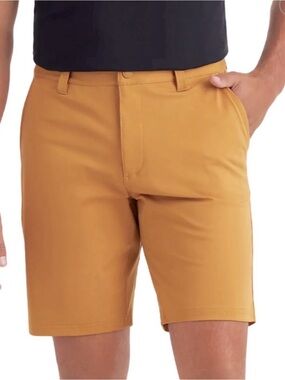 RHONE Men's Commuter Flat Front Shorts in Mustard